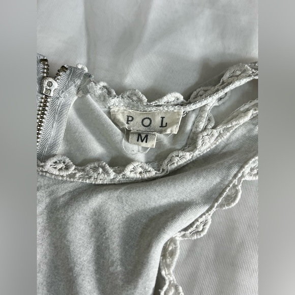POL babydoll tank top high neck flowy zip back wash grey fog sleeveless shirt M - Picture 5 of 10